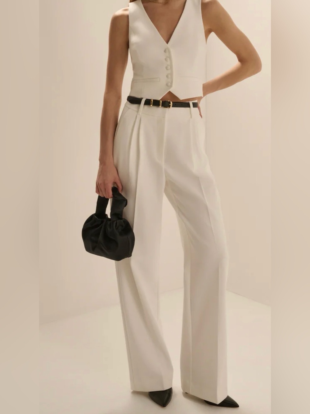 FAVORITE DAUGHTER • the favorite pant in Pearl cream white - size 8 wide leg
